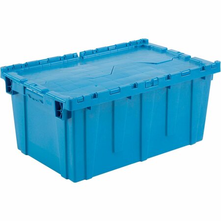 GLOBAL INDUSTRIAL Attached Lid Shipping Container 27-3/16 x 16-5/8 x 12-1/2 Blue with Dolly Combo 257814BLP